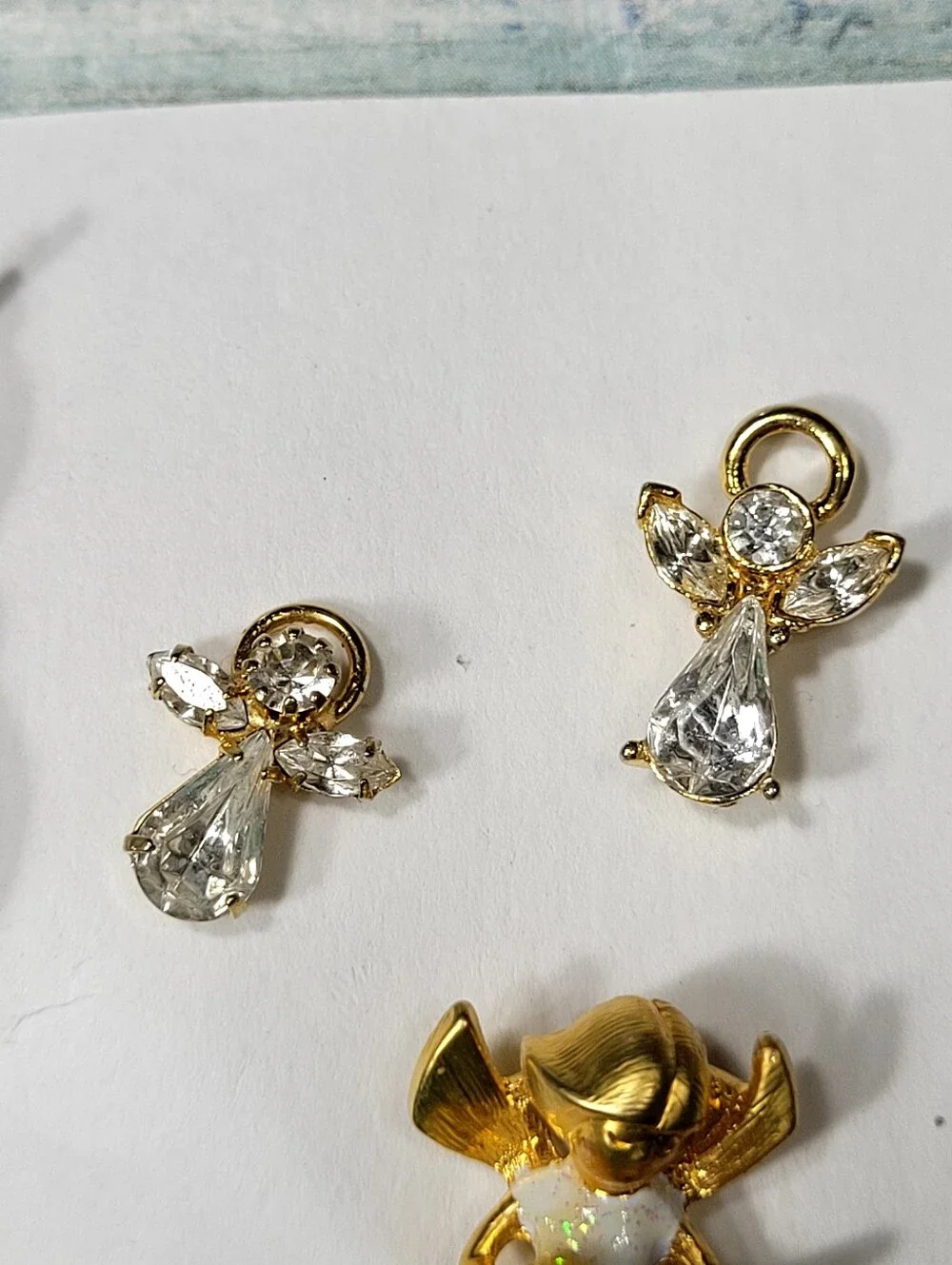Gold Tone Angel and Cherub Jewelry Pin & Brooch - Sparkle Angel Pendant
